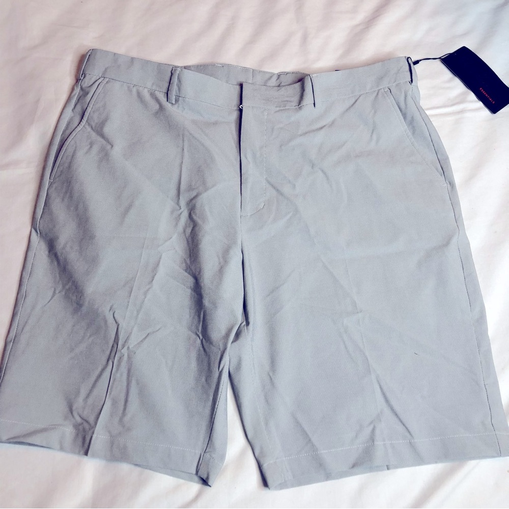 Walter Hagen essentials light gray golf shorts pinstripe, plain front